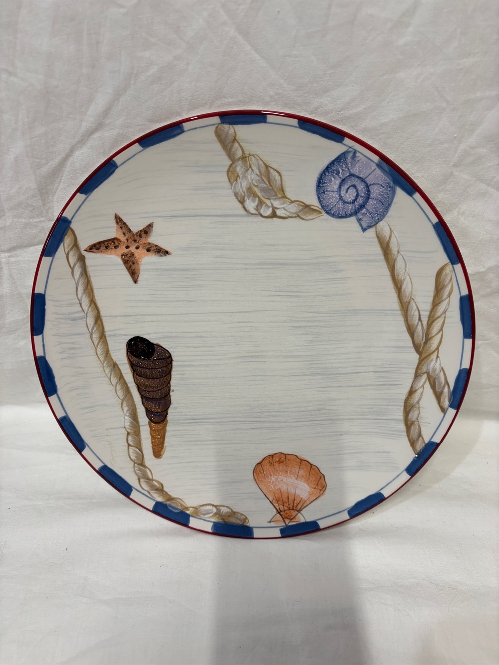 Fisherman'sGallery Coastal Seashell Ceramic Dinner Plate - Blue and White 8